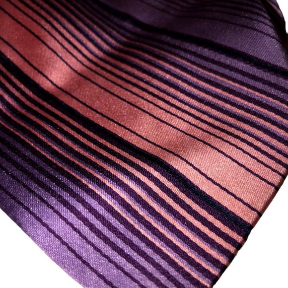 Ted Baker London  pink purple black diagonal striped 100% silk mens tie - Picture 3 of 3